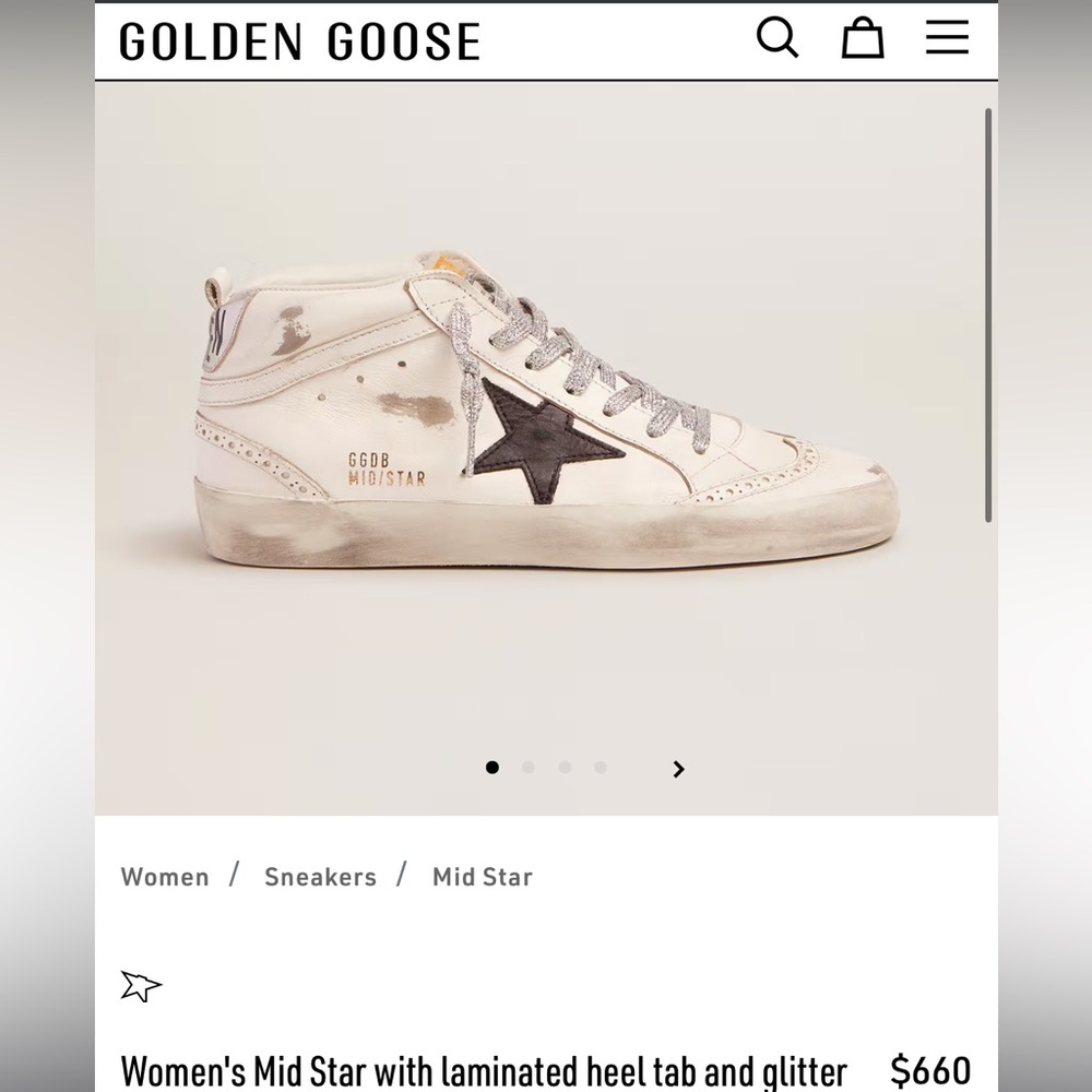 Golden Goose Women's Mid Star Sneakers - White with Black Star